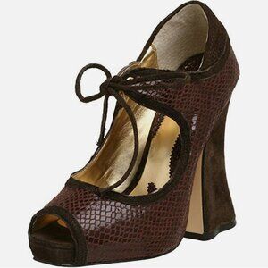 Zinc Security Snake Print Peep Toe Pump